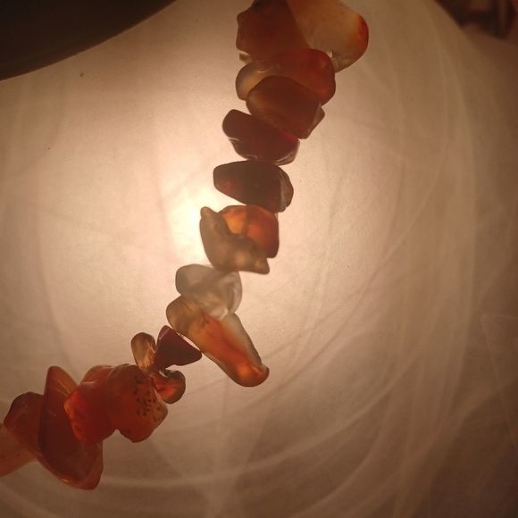 Real agate necklace, lightly polished stones, amber colouring - Picture 8 of 13